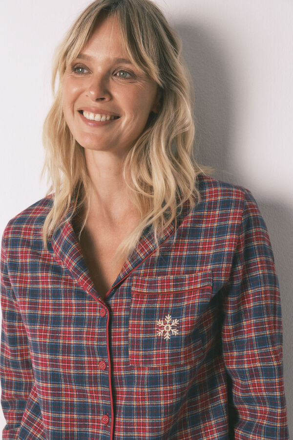 Women'secret Pijama camiseiro xadrez 100% algodão azul