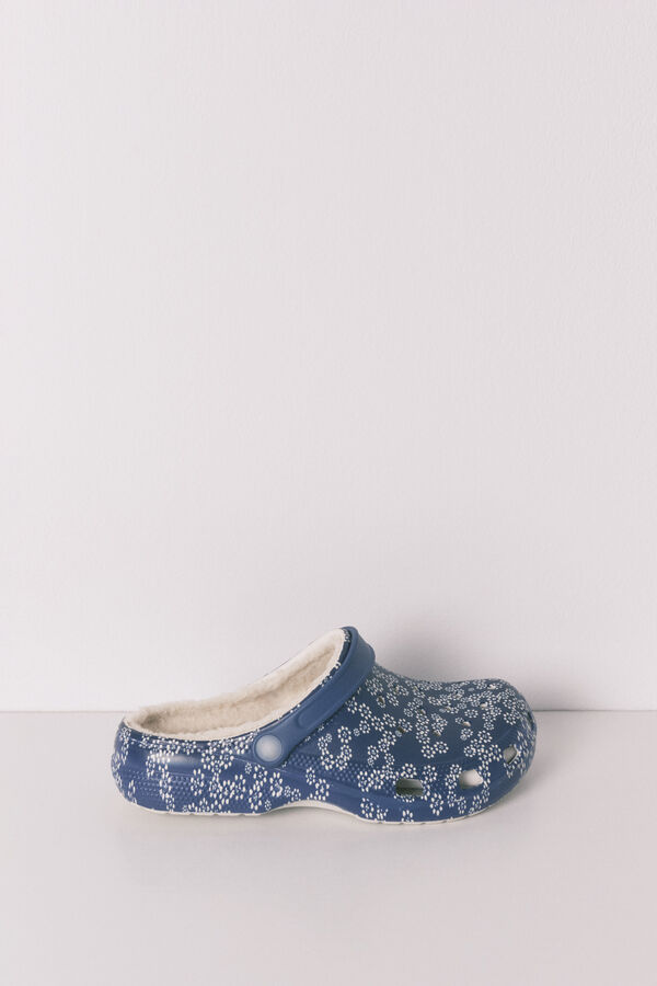 Women'secret Tamancos de quarto forrados com estampado de flores azul