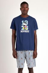 Admas Pijama curto de riscas Mickey Mouse azul