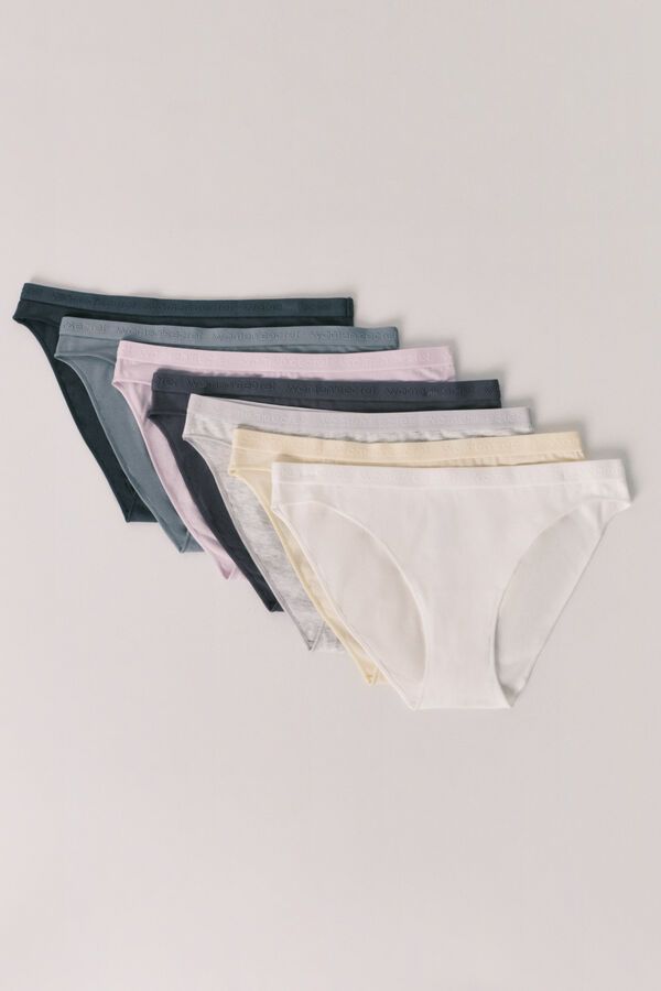 Women'secret Pack 7 cuecas cl&aacute;ssicas em algod&atilde;o soft logo multicolour