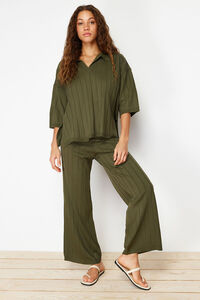 Trendyol Conjunto básico verde de calça e T-shirt polo