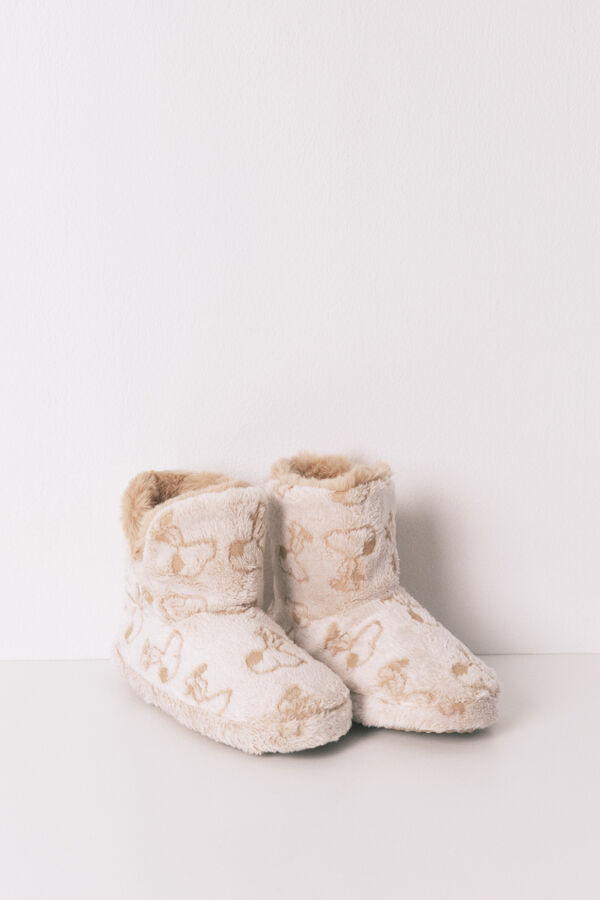 Women'secret Chinelos de quarto de botas alto do Snoopy bege
