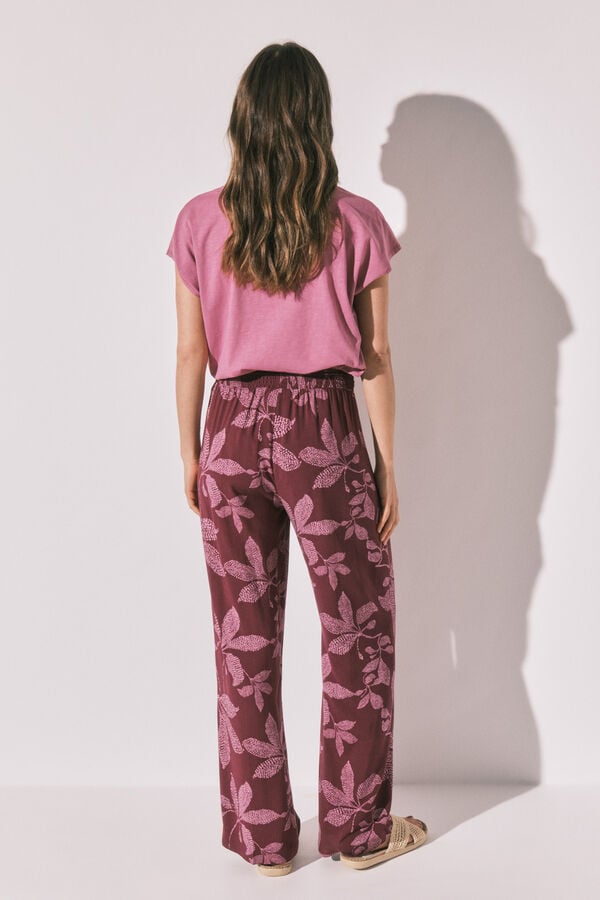 Women'secret Cal&ccedil;a comprida estampado floral vermelho