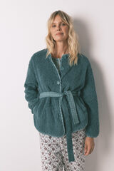 Women'secret Robe estilo túnica de pelo verde verde