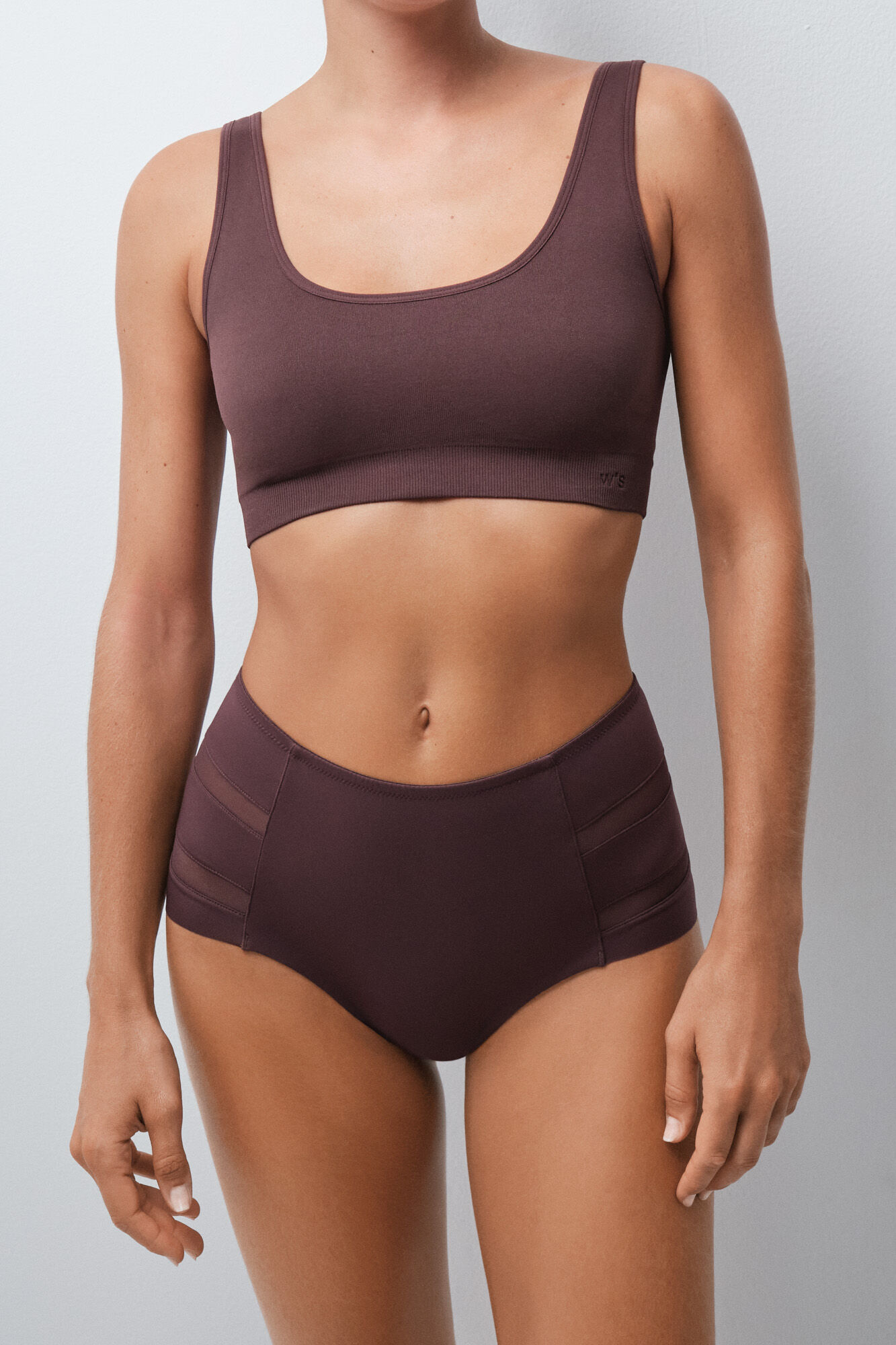 Women'secret Cueca modeladora cintura alta castanha