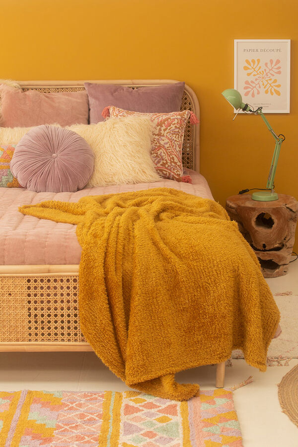 Calma House Tedy xadrez mostarda estampado