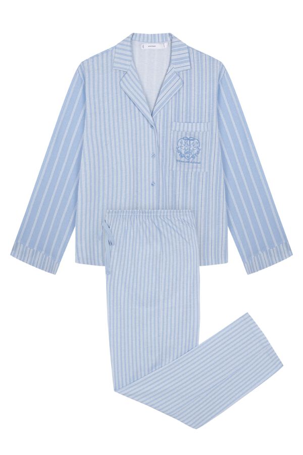 Women'secret Pijama comprido camiseiro de riscas azul azul
