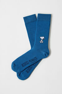 Besocks Meias Snoopy High, algodão orgânico, azul