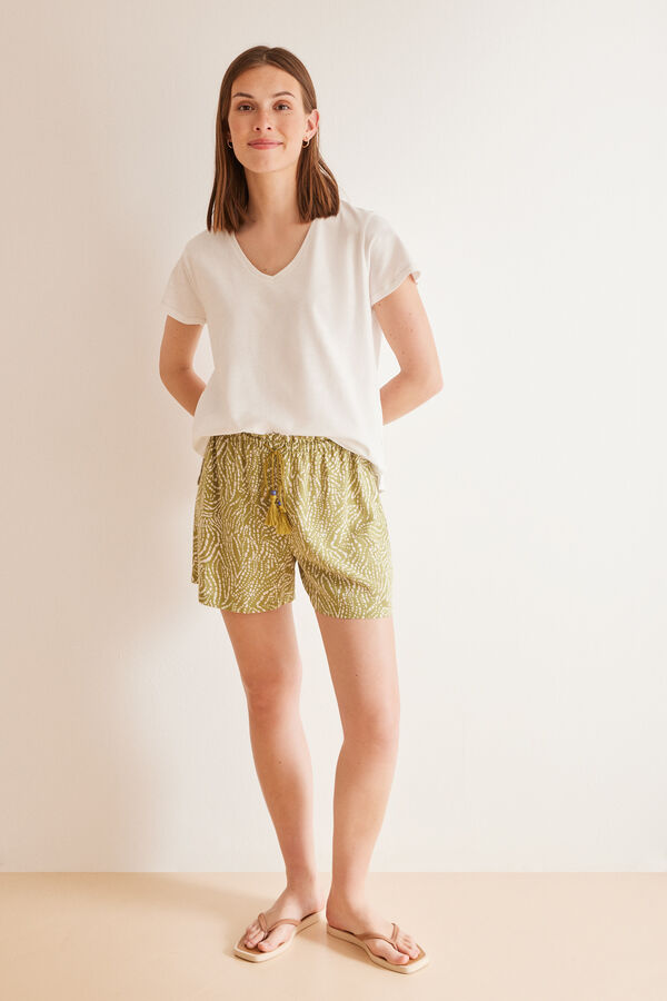 Womensecret Green ethnic print shorts  green