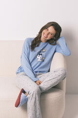 Women'secret Pijama comprido de algodão do Snoopy azul azul