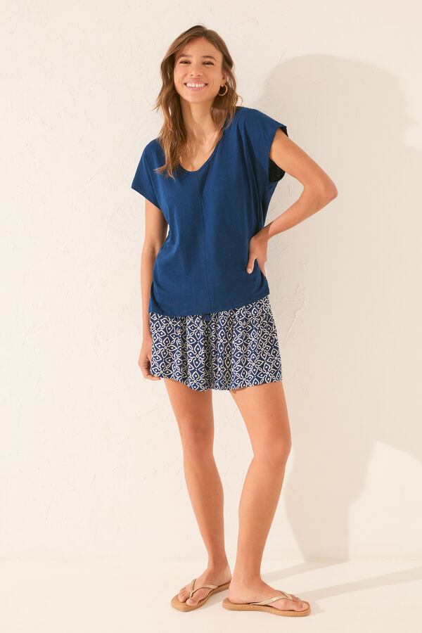 Women'secret T-shirt azul de manga curta com glitter azul