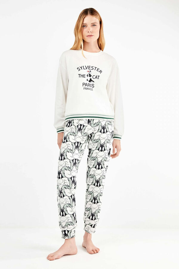 Gisela Conjunto de pijama Sylvester em malha interlock bege