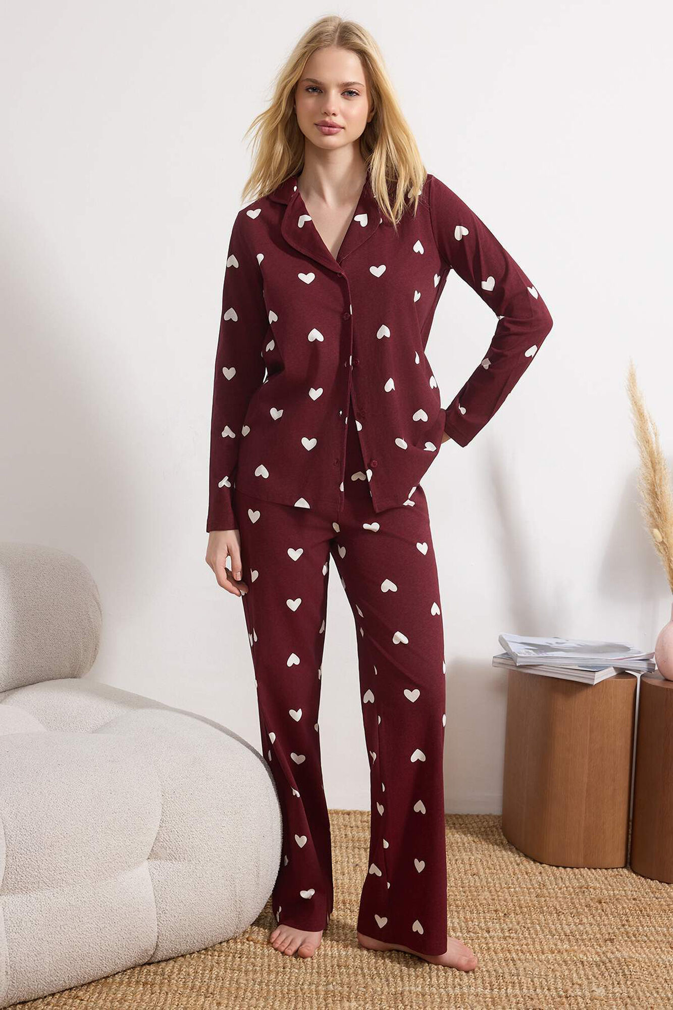 Trendyol Pijama com estampado de cora&ccedil;&otilde;es