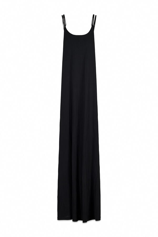 Women'secret Vestido comprido fluido preto preto