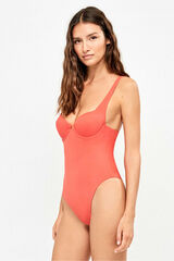 Gisela Fato de banho decote balconette copas remov&iacute;veis vermelho