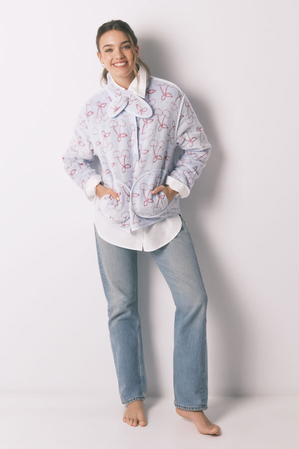 Women'secret Robe polar de borrego jacquard azul