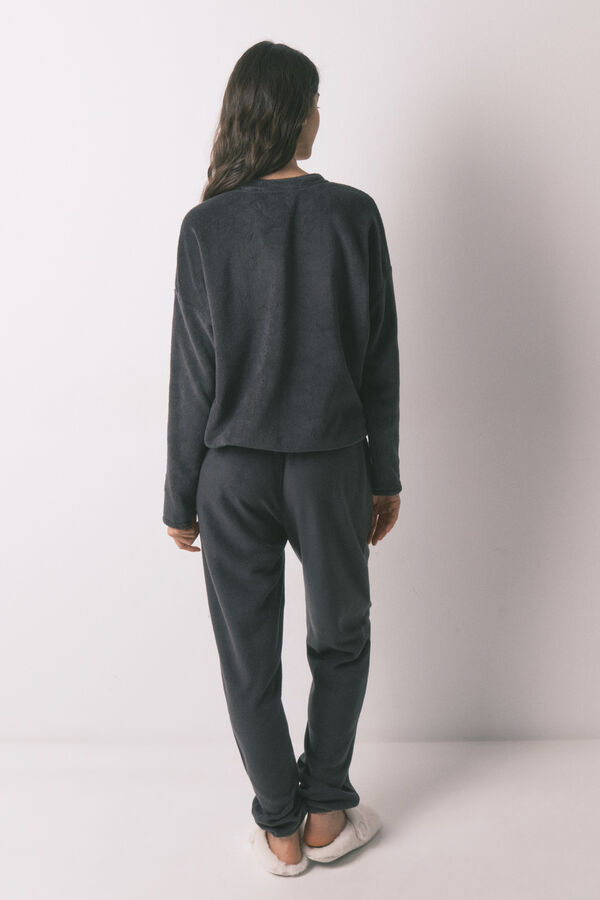 Women'secret Pijama comprido em polar estampado Moomin cinza cinzento