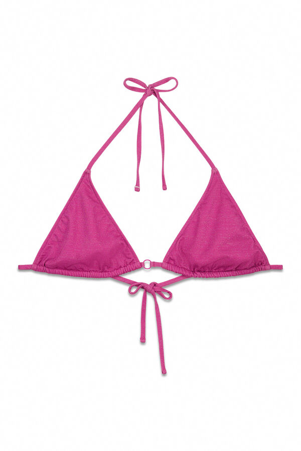 Women'secret Top bikini triangular com brilho rosa rosa