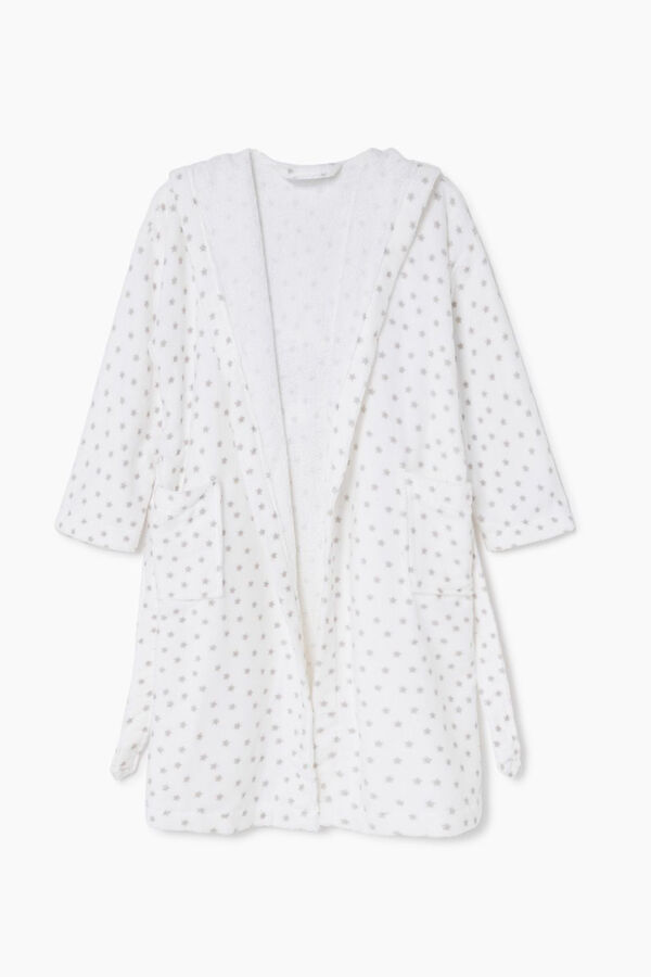 Textura Albornoz niños rizo 100% algodón estrellas  beige
