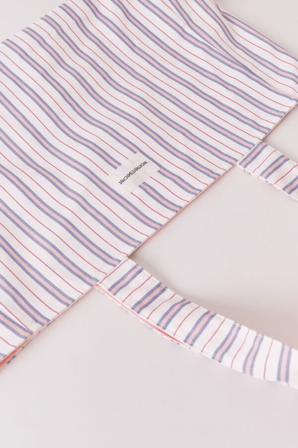 Women'secret Mala tote solidária de algodão às riscas estampado