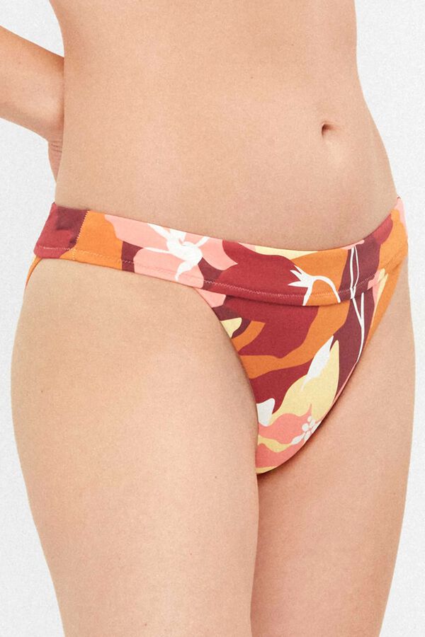 Gisela Cueca de biqu&iacute;ni cl&aacute;ssica com estampado retro geom&eacute;trico branco
