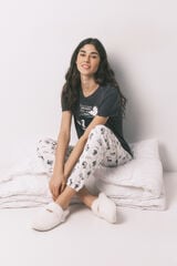 Women'secret Pijama estampado Mafalda em 100% algod&atilde;o cinza cinzento