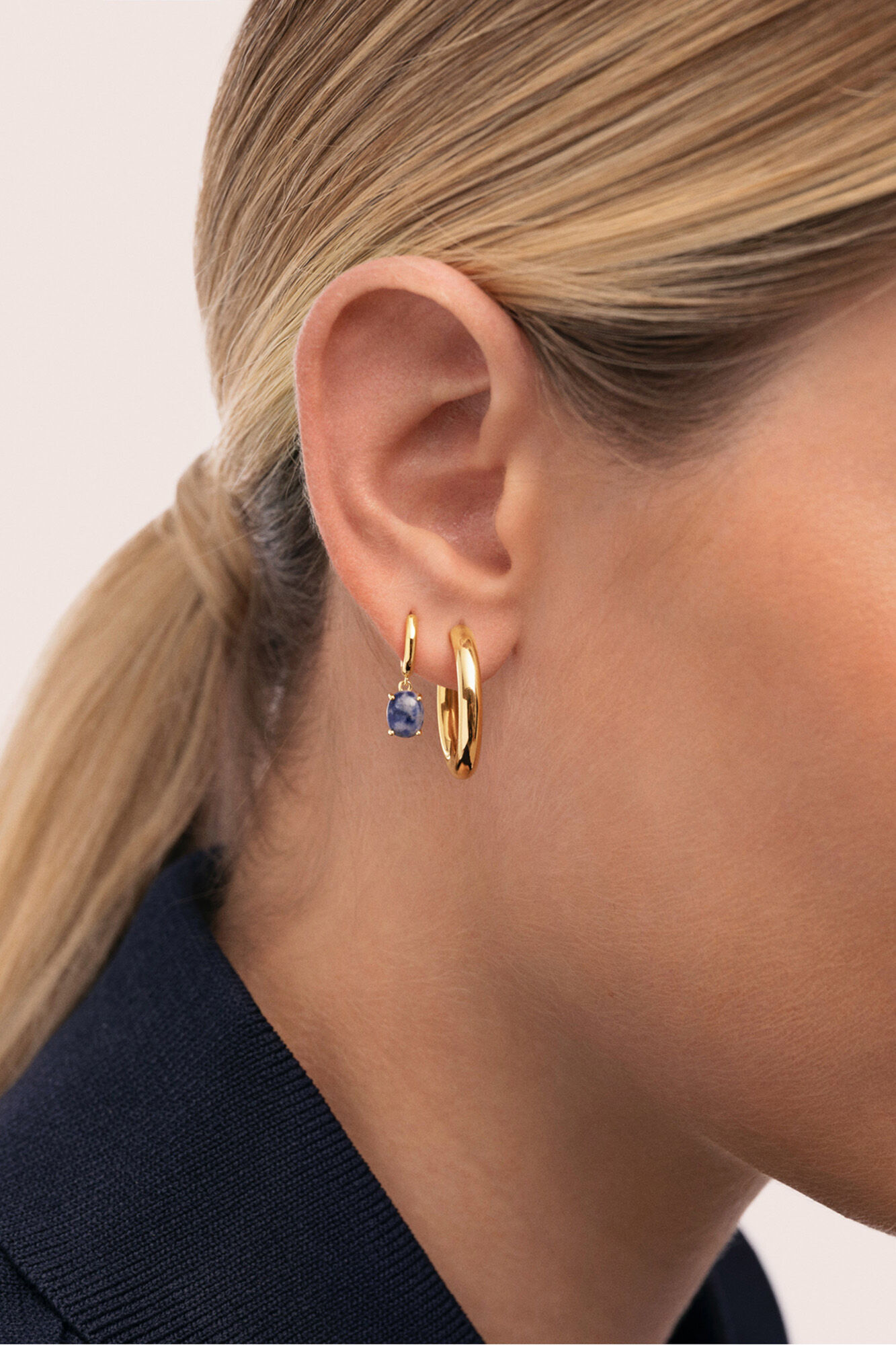 Singularu Pendiente Suelto Aro Catalina Stone Ba&ntilde;o Oro