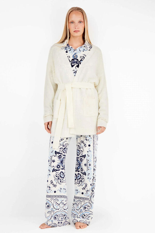 Gisela Robe de bolinhas com bolinhas bege