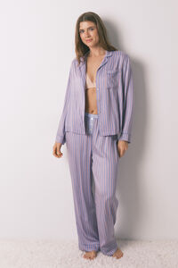 Women'secret Pijama camisero largo satén print rayas