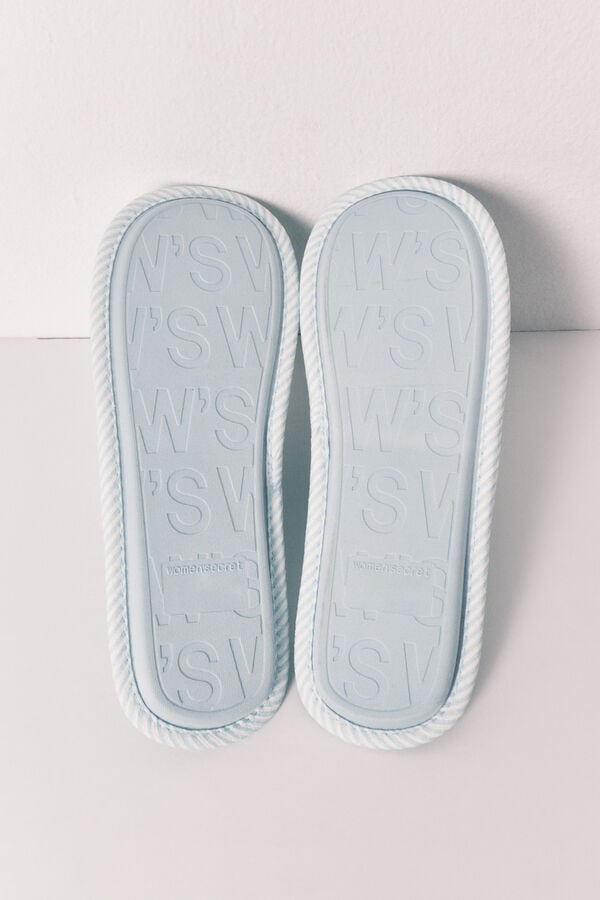 Women'secret Chinelos de quarto verdes com riscas e la&ccedil;o verde