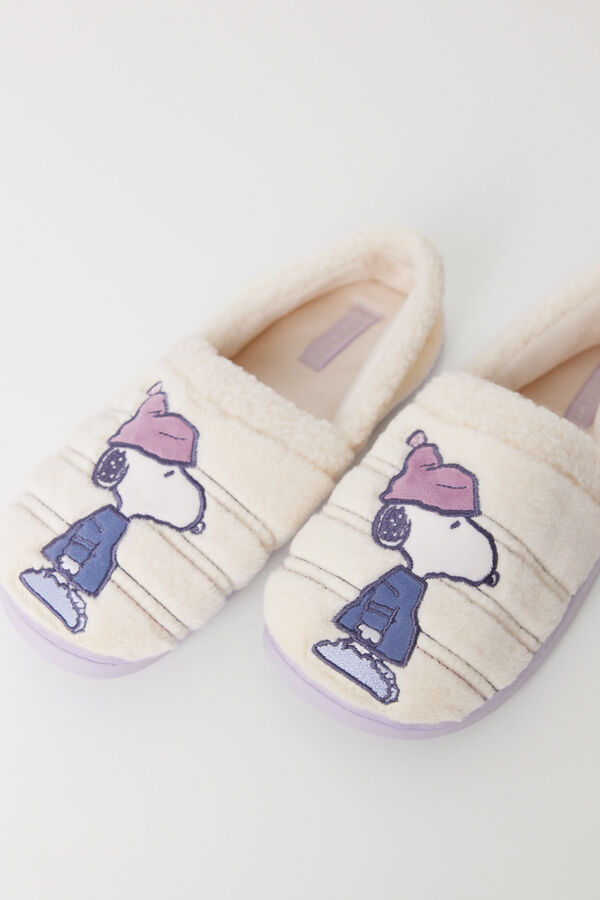 Womensecret Zapatillas casa pelo Snoopy marfil marfil