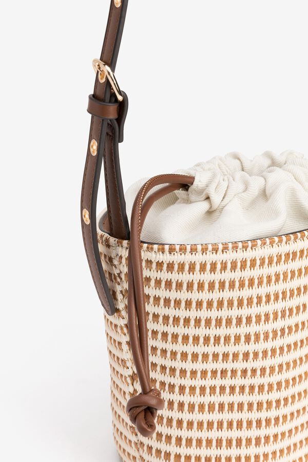 Vilanova Bucket bag efeito palha bicolor cru