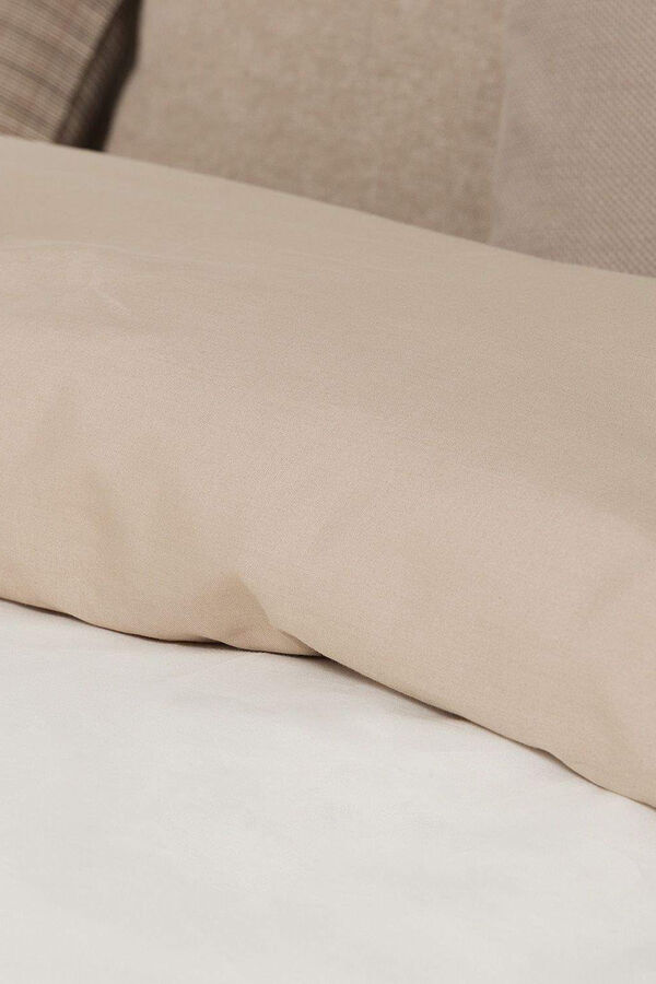 Textura Capa nórdica algodão percal reversível. Cama 135-140 cm. bege