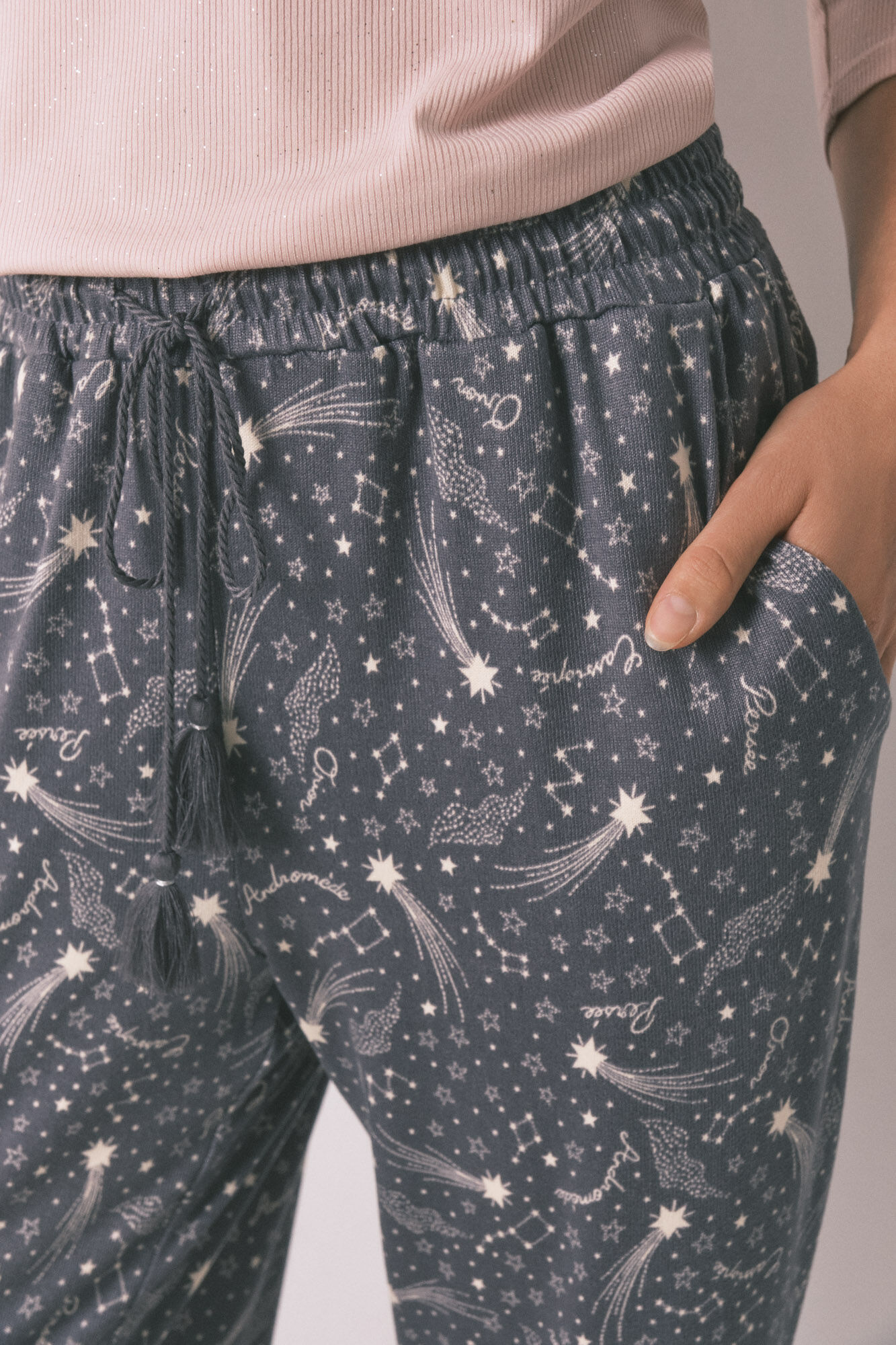 Women'secret Pantal&oacute;n largo punto c&aacute;lido suave estrellas grises