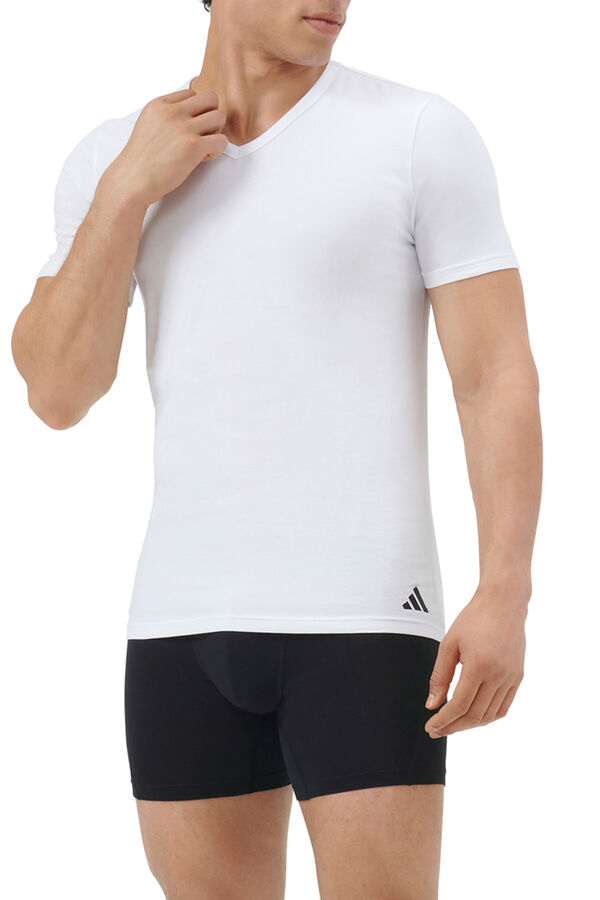 Adidas Pacote com 2 camisetas para homem de algodão elástico com gola em bico branco