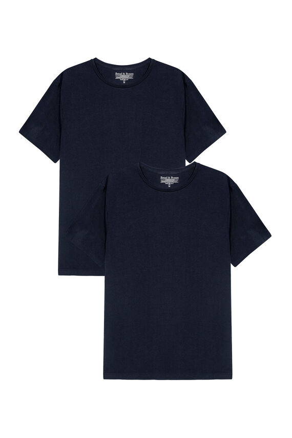 Pack 2 camisetas elásticas cuello caja algodón orgánico azul marino
