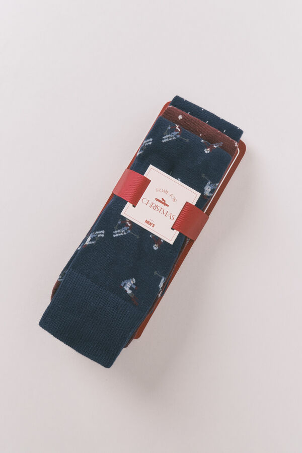 Women'secret Pack de 3 meias longas de esqui de algodão  azul