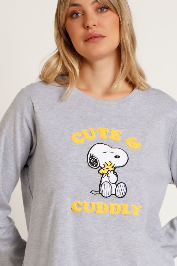 Admas Pijama Feminino Engraçado do Snoopy cinzento