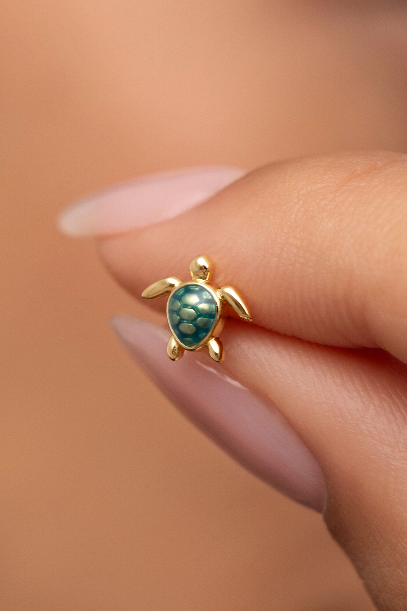 Singularu Pendiente Suelto Tortuga Ba&ntilde;o Oro