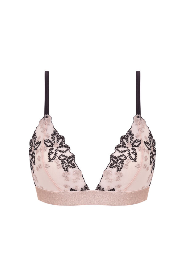 Women'secret Sujetador NATURAL tul bordado negro negro