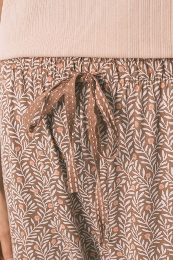 Women'secret Pijama capri em algod&atilde;o estampado rosa e amarelo vermelho