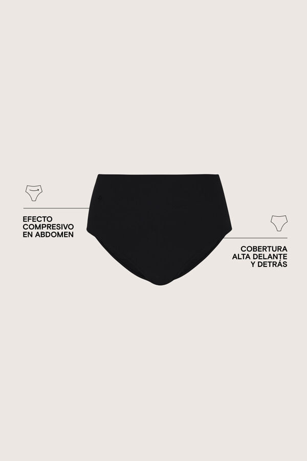 Women'secret Cueca de biquíni preta de moldadora alto preto