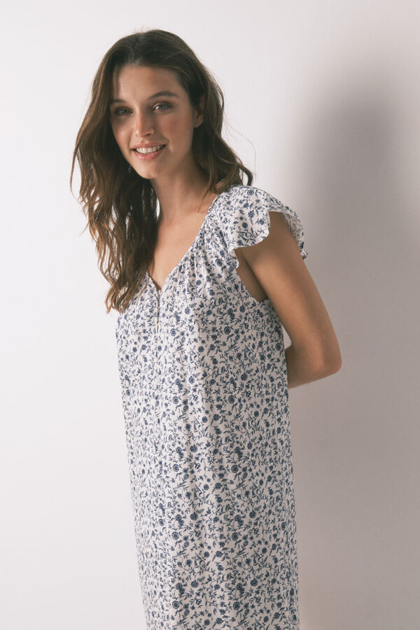 Women'secret Camisón corto flores kaki oscuro kaki