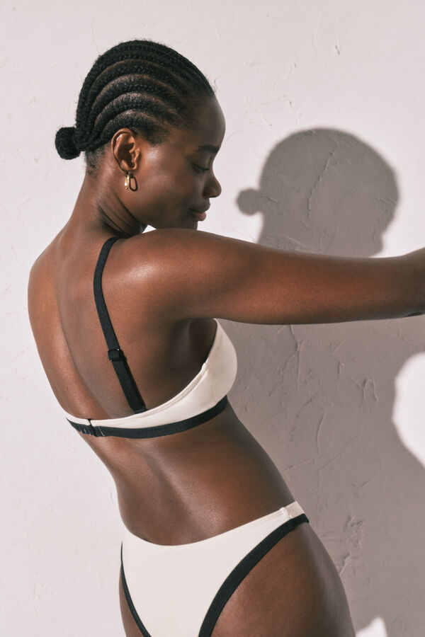 Women'secret Top biqu&iacute;ni triangular semi brilhante branco bege