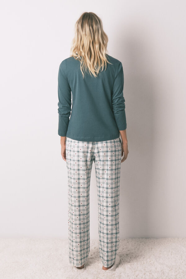 Women'secret Cal&ccedil;as compridas de estampado xadrez verde verde