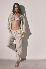 Women'secret Cal&ccedil;as compridas de linho branca cru