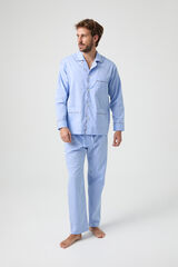 Kiff-Kiff Pijama Kiff Kiff 100% algodão azul com detalhe de debrum escocês azul