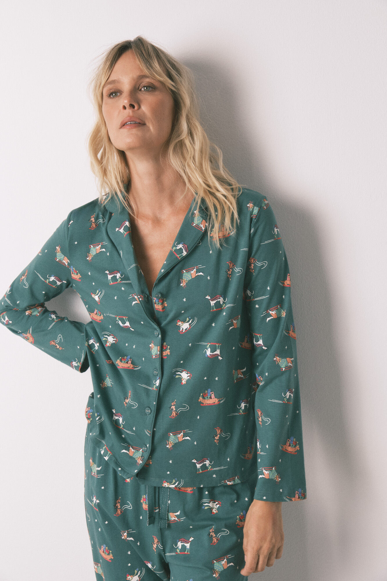 Women'secret Pijama camisero perritos 100% algod&oacute;n