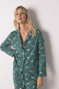 Women'secret Pijama camisa com estampado com cães, 100% algodão