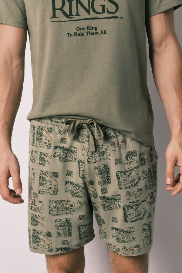 Women'secret Pijama curto de homem em algod&atilde;o LORD OF THE RINGS caqui